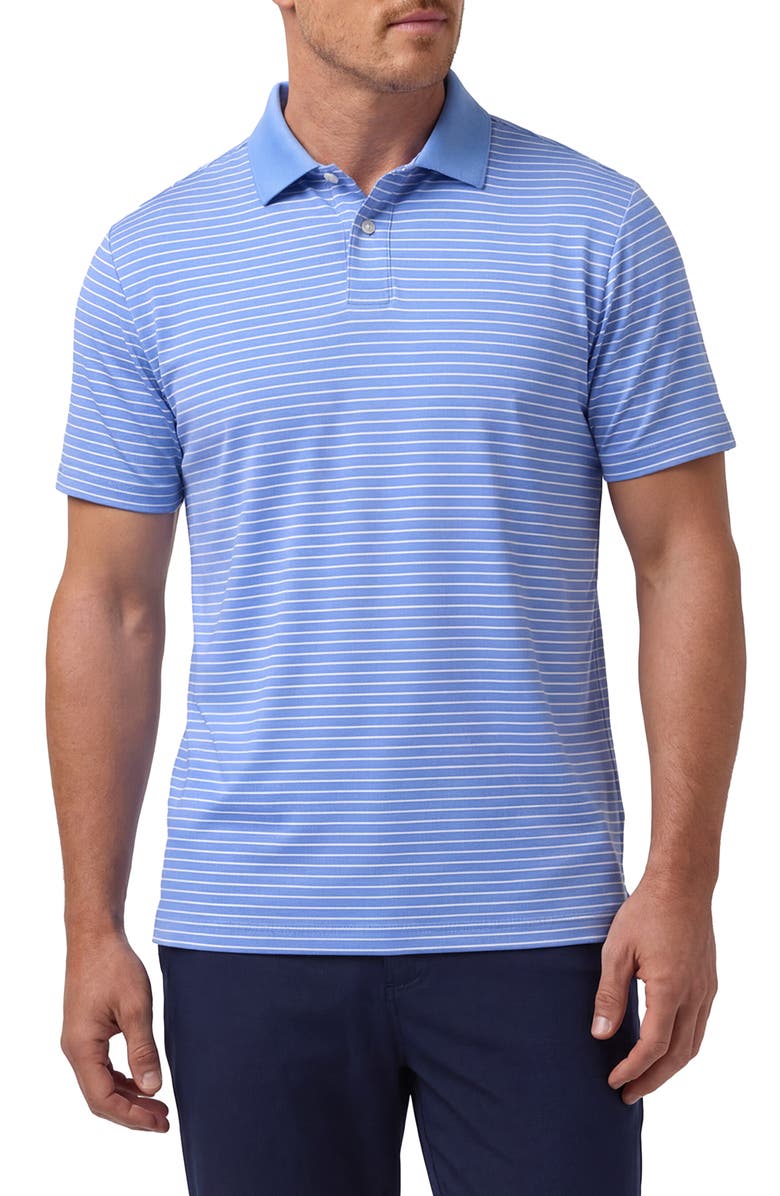 Mizzen+Main Sawyer Trim Fit Performance Golf Polo, Main, color, Skyline Blue White Stripe