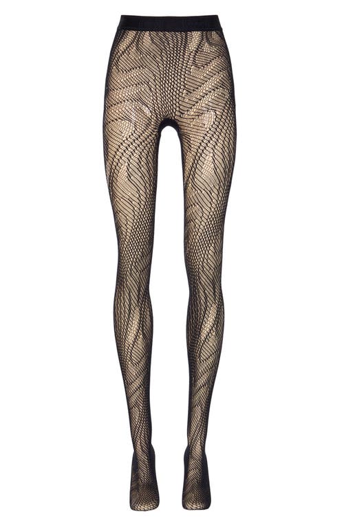 Wolford Snakeskin Net Tights In Black