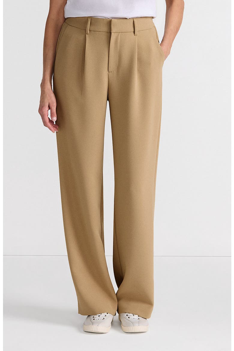 Crepe High Rise Pleated Wide Leg Pants, Main, color, Desert Tan