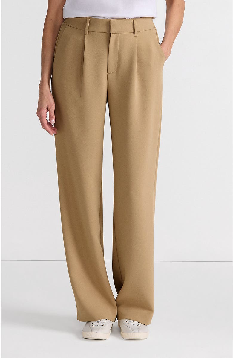 Lands' End Crepe High Rise Pleated Wide Leg Pants, Main, color, Desert Tan