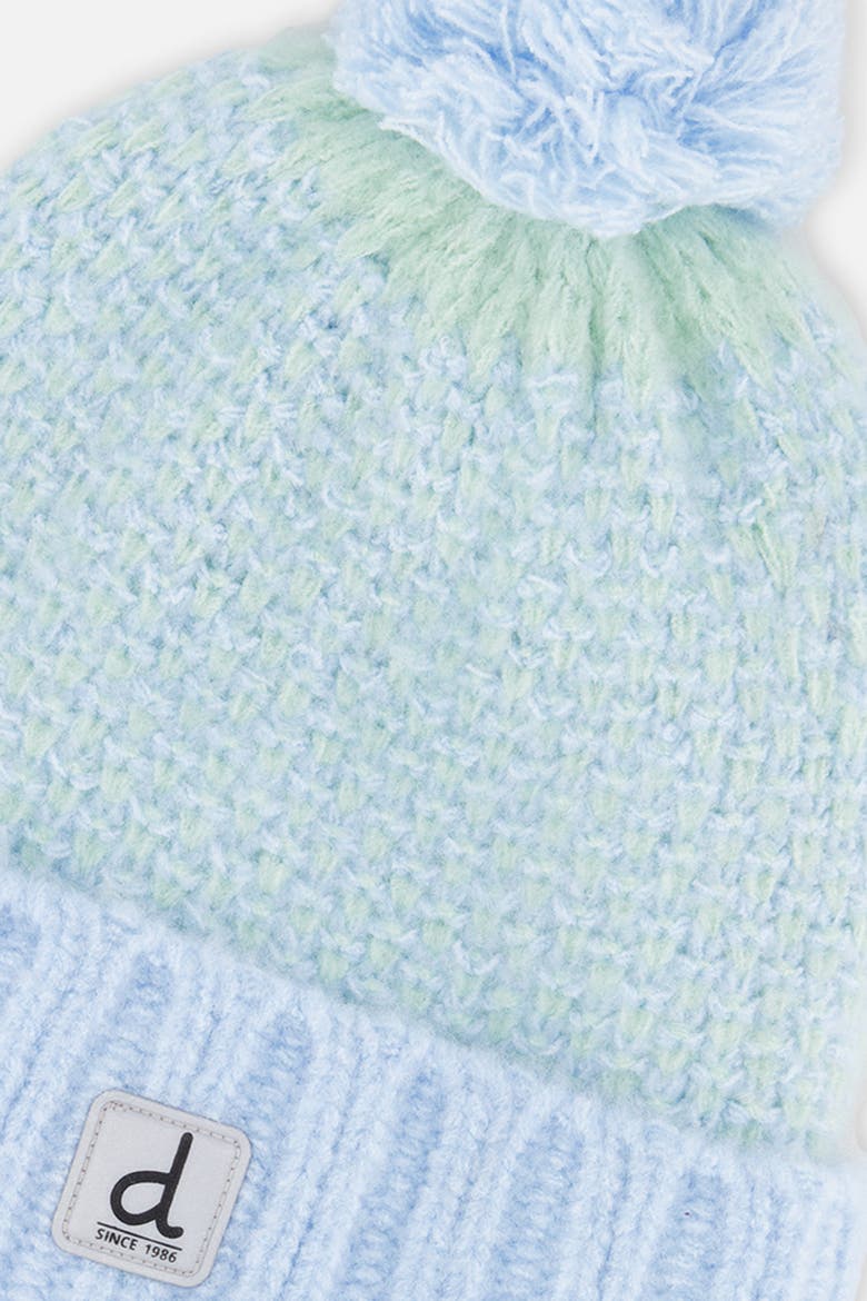 Classic Textured Fleece-Lined Knit Hat with Pompom, Alternate, color, Blue Green