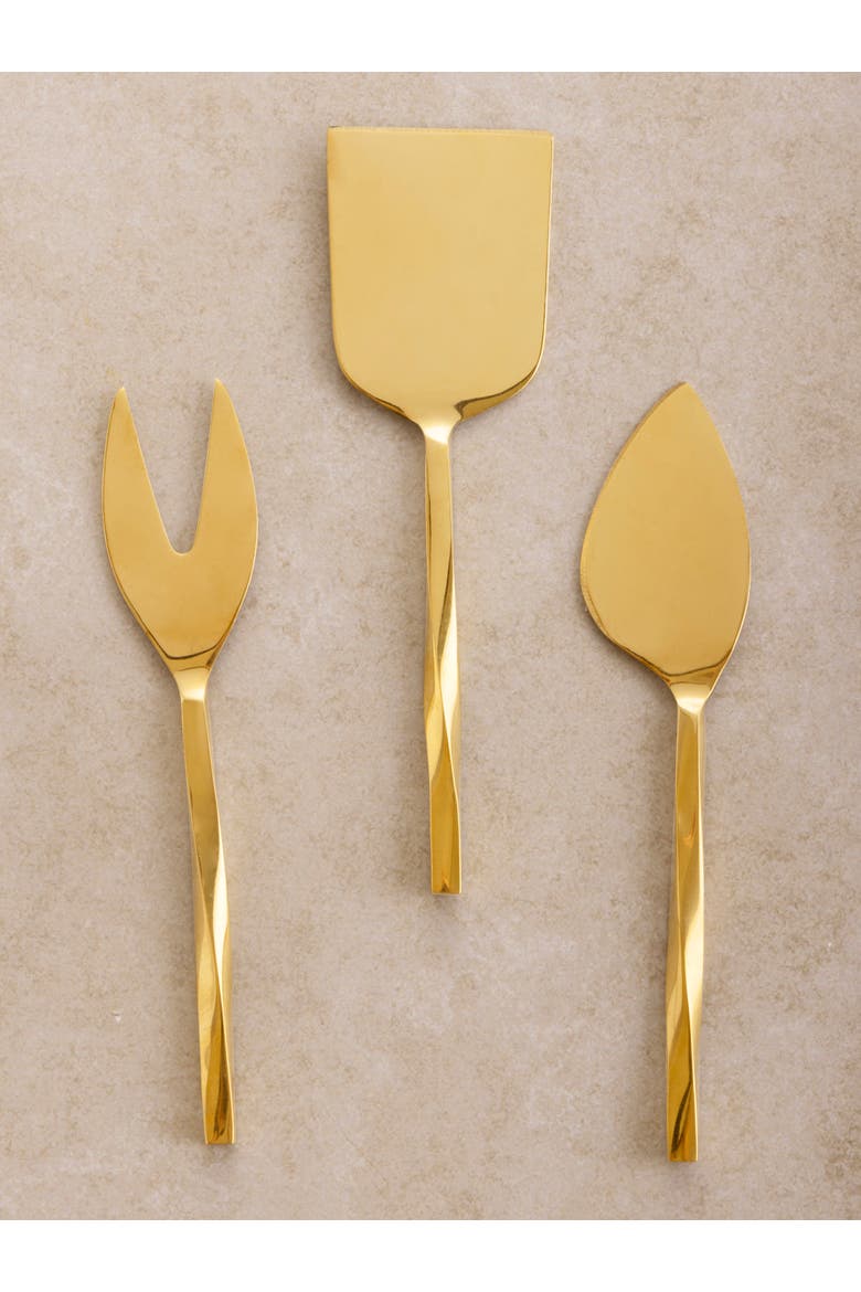 Oslo Cheese Knives, Set of 3, Main, color, Gold