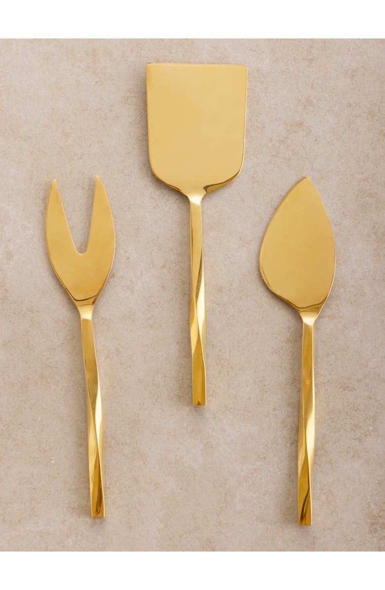 GAURI KOHLI Oslo Cheese Knives, Set of 3, Main, color, Gold