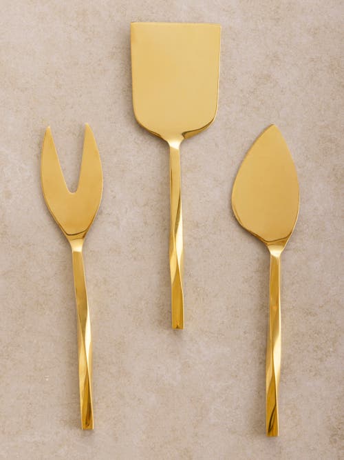 Gauri Kohli Oslo Cheese Knives, Set Of 3 In Gold