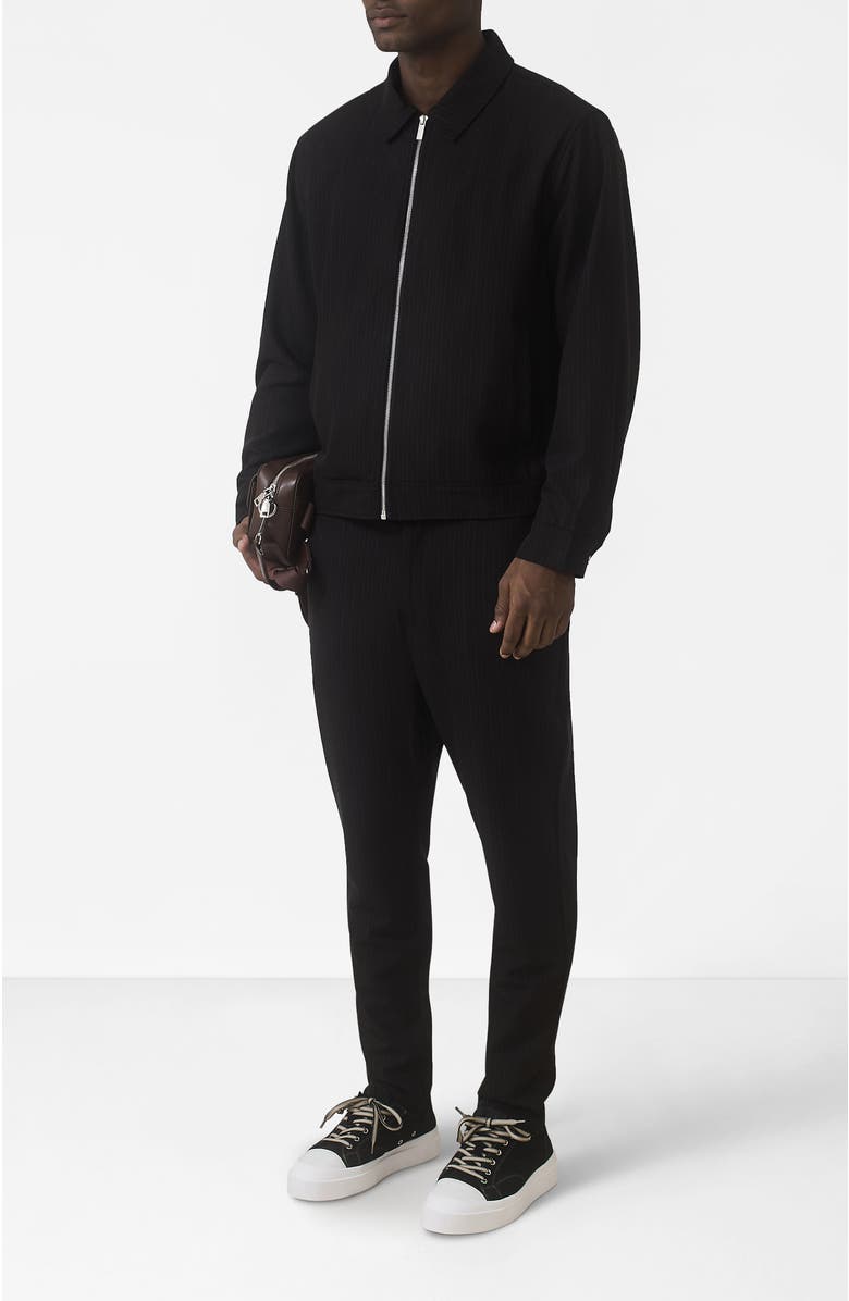 MAUVAIS Savile Slim Pinstripe Chino Trousers, Alternate, color, Black