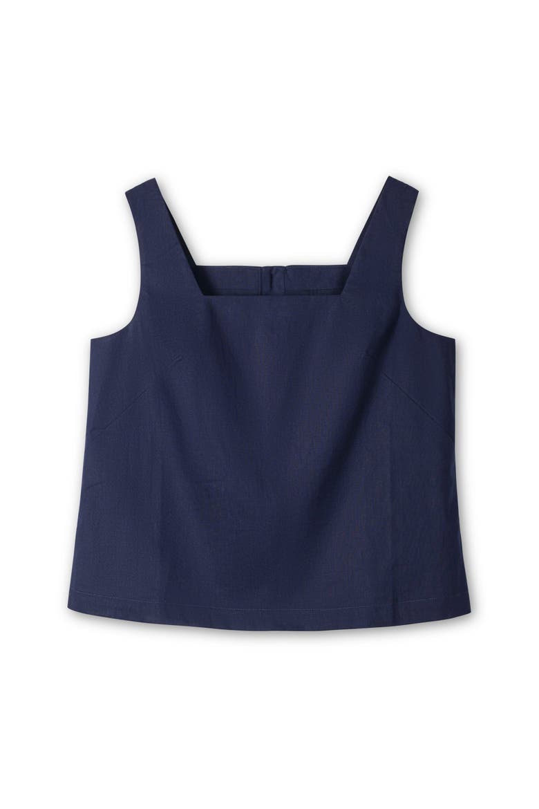 Linen Square Neck Tank, Alternate, color, Navy Linen