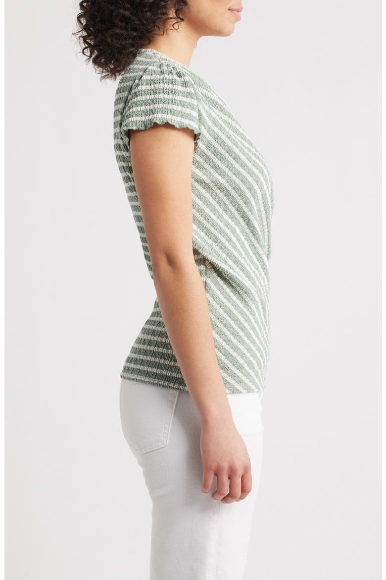 Puckered Stripe Wrap Front Top, Alternate, color, SAGE