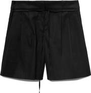 MANGO Belted Linen Blend Shorts