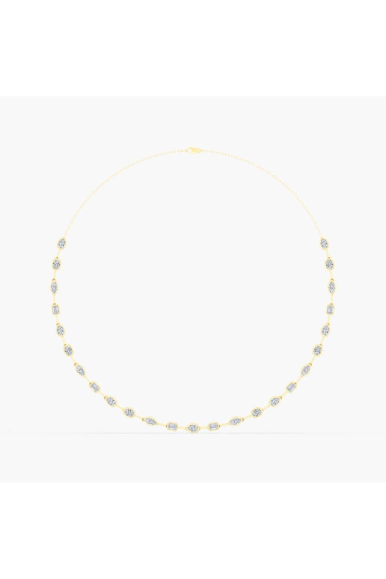 Gold Frame Multi Shape Tennis Lab Diamond Necklace in 14K, Main, color, Yellow Gold