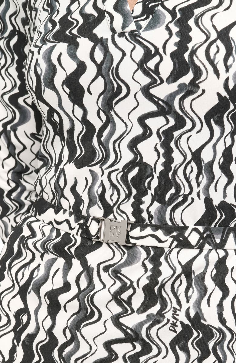 DKNY Long Sleeve Belted Maxi Dress, Alternate, color, Ivory/ Black