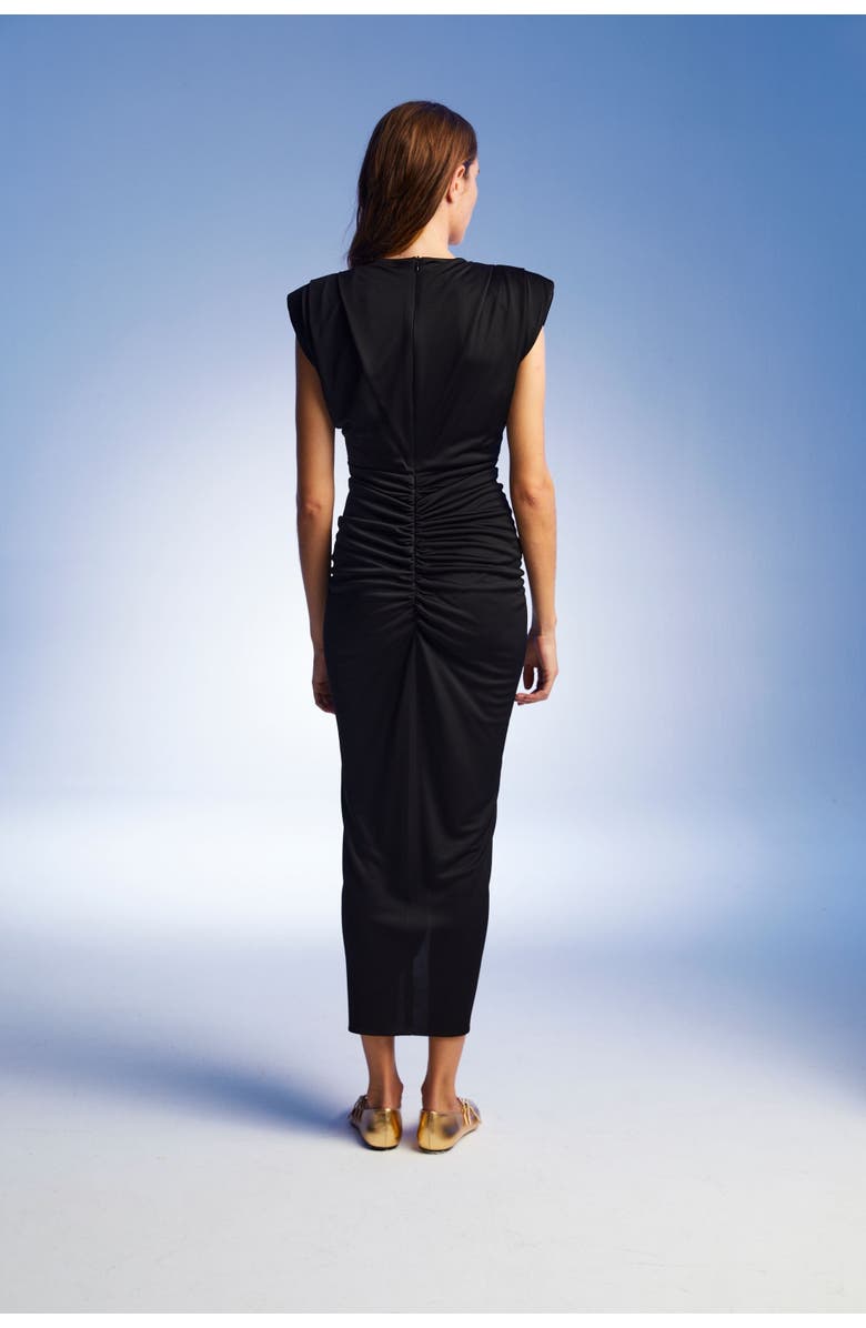 Nocturne Draped Dress with Shoulder Pad, Alternate, color, 