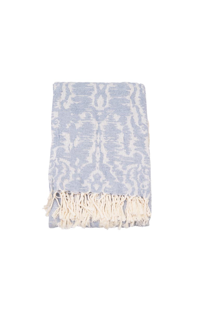 ELISABETH YORK Noelle Fog 50" x 70" Fringe Throw Blanket, Alternate, color, Blue