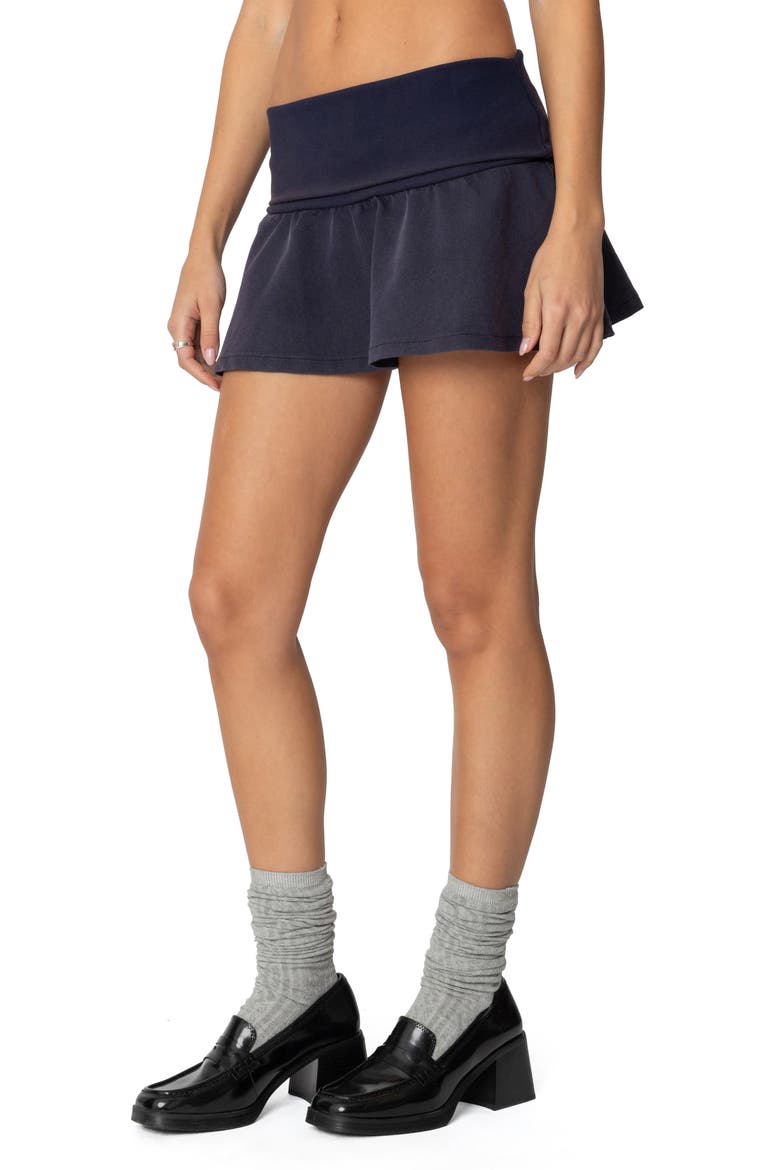 Cher Foldover Miniskirt, Alternate, color, NAVY