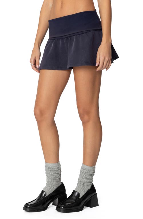 Edikted Bubble Denim Miniskort In Navy