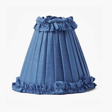 Blue Frilled Silk Lampshade (18cm)