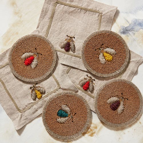 Joanna Buchanan Sparkle Bee Coasters 4-piece Set In Multi