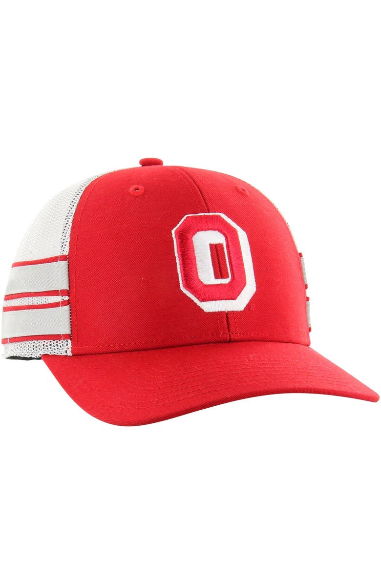 '47 Men's '47 Scarlet Ohio State Buckeyes Straight Eight Adjustable Trucker Hat, Alternate, color, Scarlet