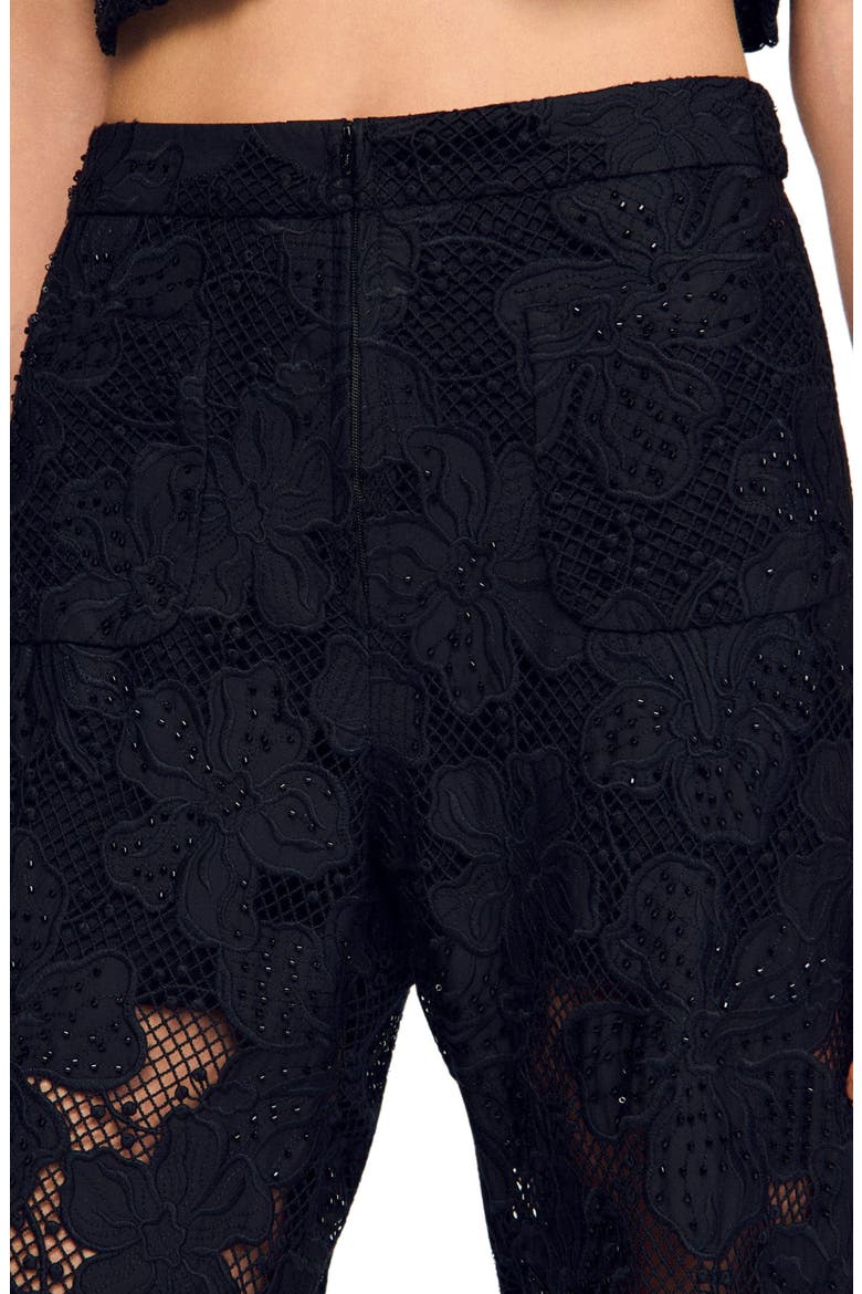 Guipure lace trousers, Alternate, color, Black