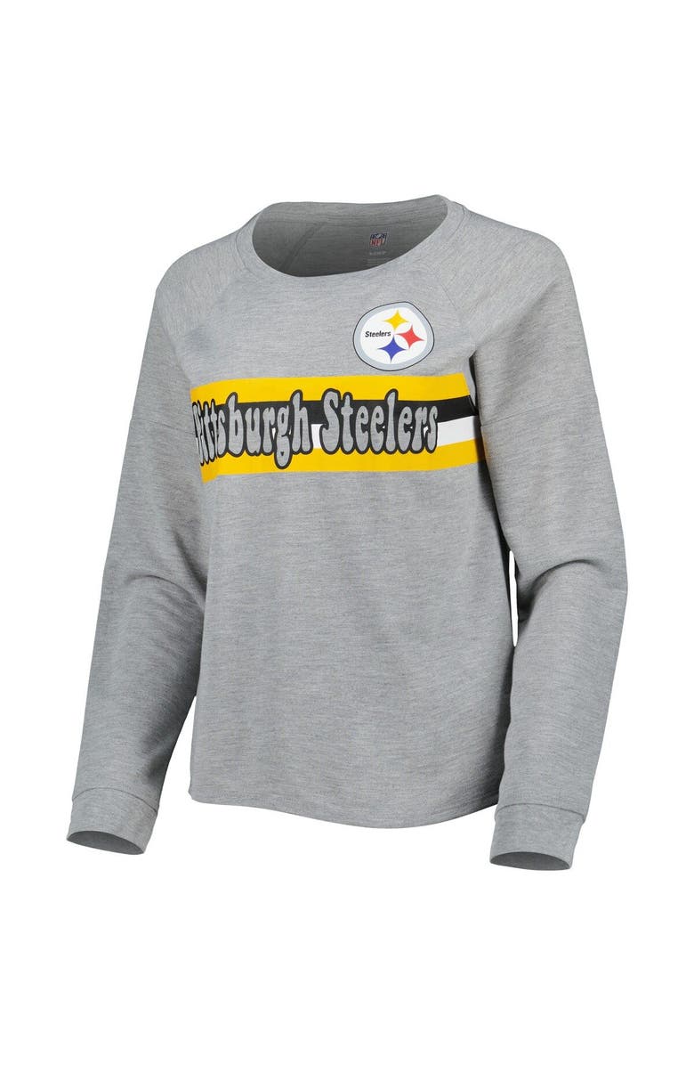 Outerstuff Juniors Heathered Gray Pittsburgh Steelers All Striped Up Raglan Long Sleeve T-Shirt, Alternate, color, Heather Gray