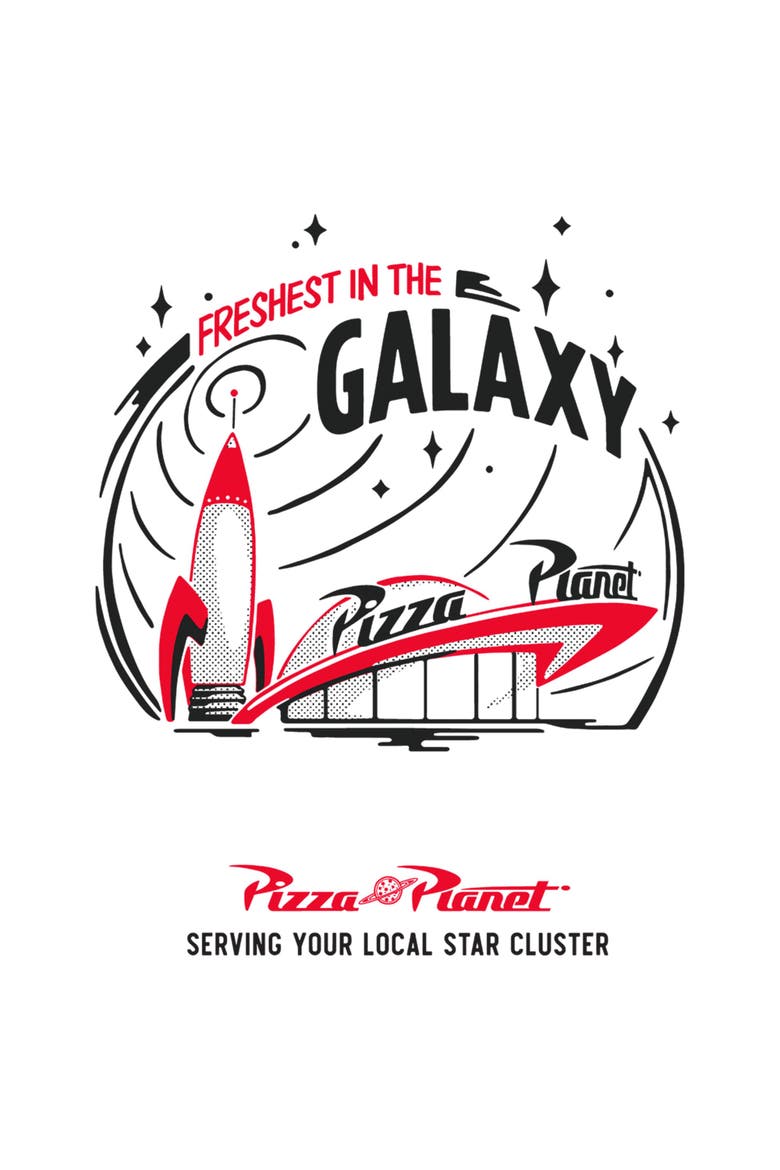 Men's Toy Story Pizza Planet Freshest In The Galaxy  Graphic T-Shirt, Alternate, color, White