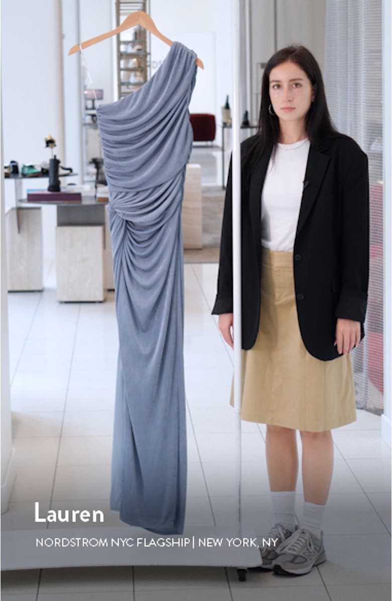 Scout One-Shoulder Velvet Gown, sales video thumbnail