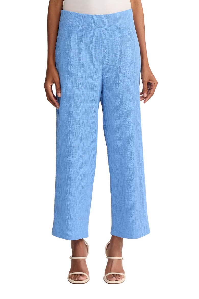 Crinkled High Waist Crop Wide Legs Pants, Main, color, BLUE HORIZON