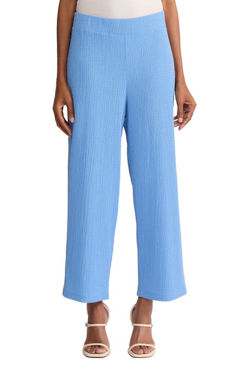 Crinkled High Waist Crop Wide Legs Pants (Regular & Petite)