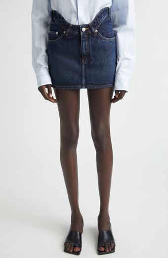 Curvy Waistband Denim Miniskirt