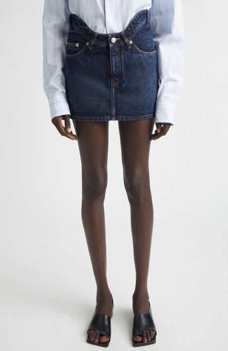 Curvy Waistband Denim Miniskirt