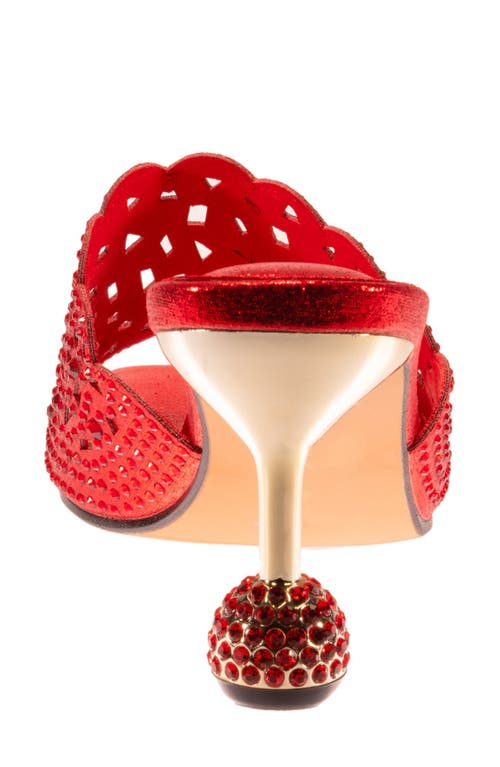 Lady Couture Rhinestone Laser Cut Sandal In Red