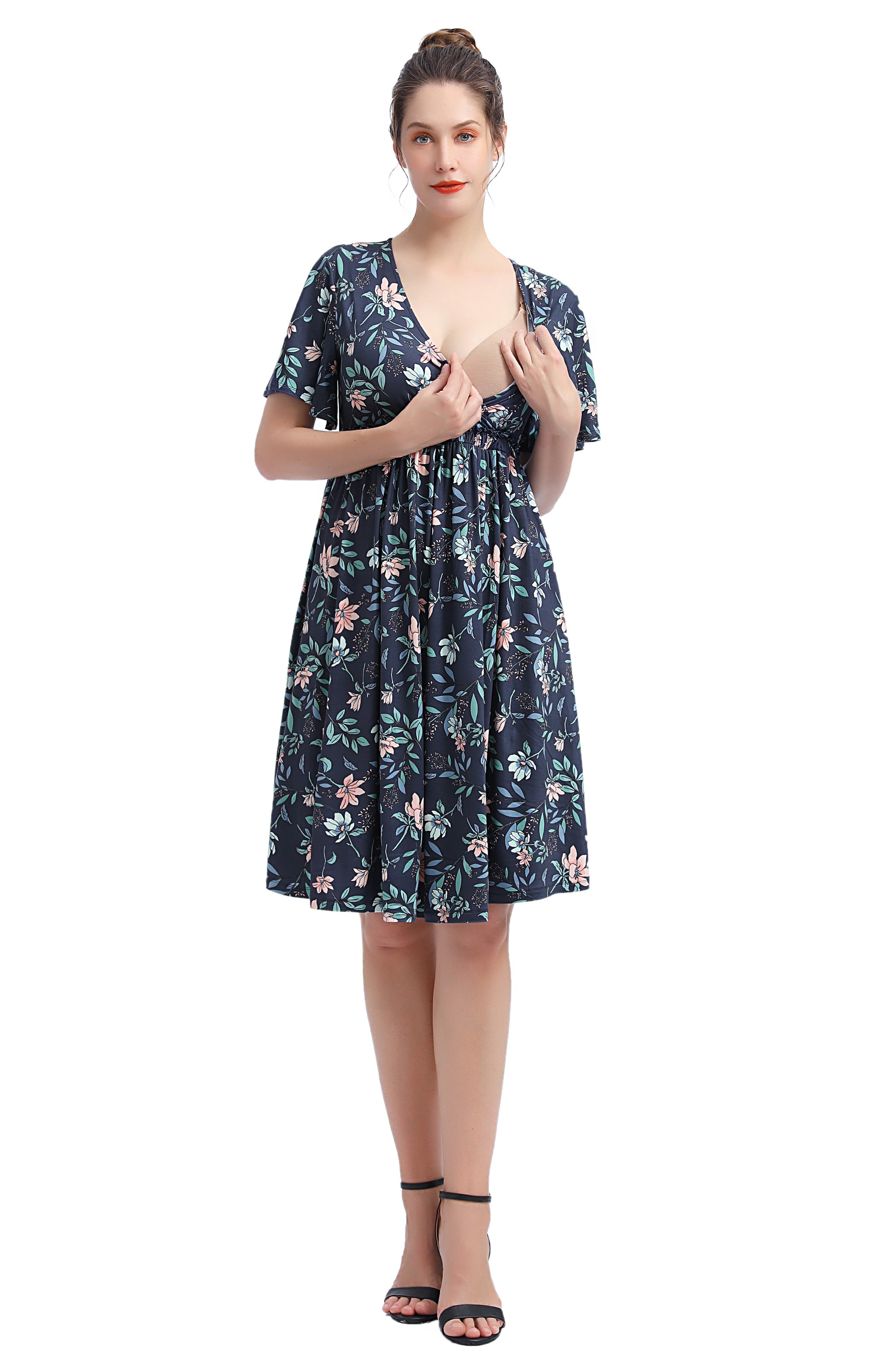 Kimi and Kai Everly Floral Fit & Flare Maternity/Nursing Dress (Women ...