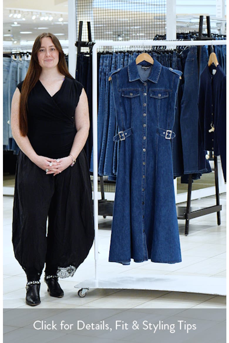 Buckle Tab Denim Fit & Flare Midi Dress video