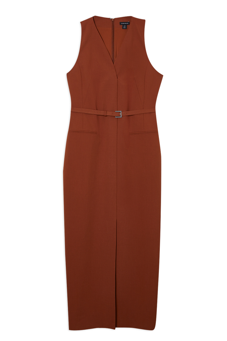 Belted Pencil Maxi Dress, Alternate, color, Rust