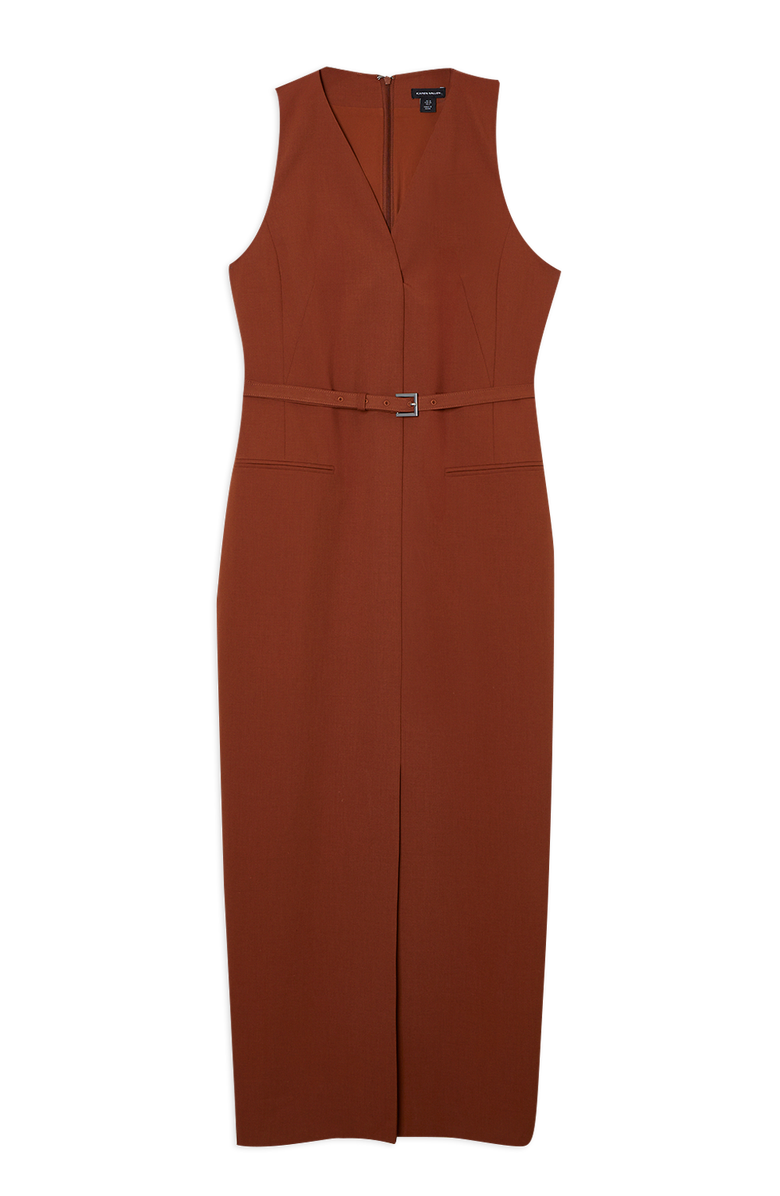 Karen Millen Belted Pencil Maxi Dress, Alternate, color, Rust