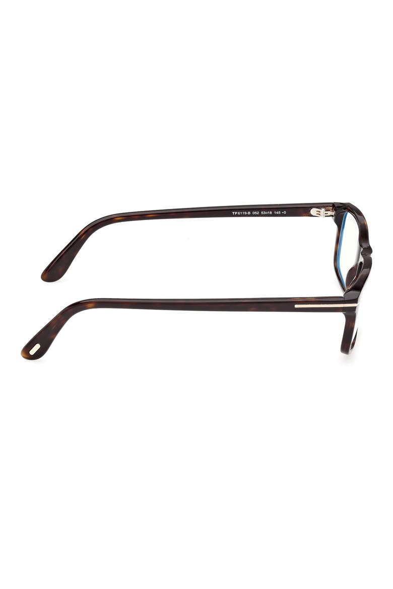 53mm Rectangular Blue Light Blocking Glasses, Alternate, color, CLASSIC DARK HAVANA / T LOGO