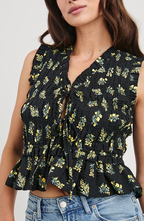 Rails Martine Floral Smocked Ruffle Crop Top In Dark Amaryllis
