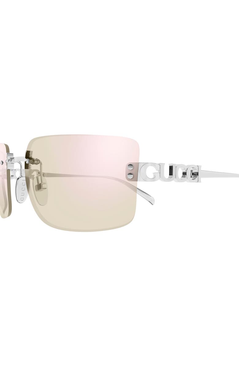 Gucci 61mm Rectangular Sunglasses, Alternate, color, Silver