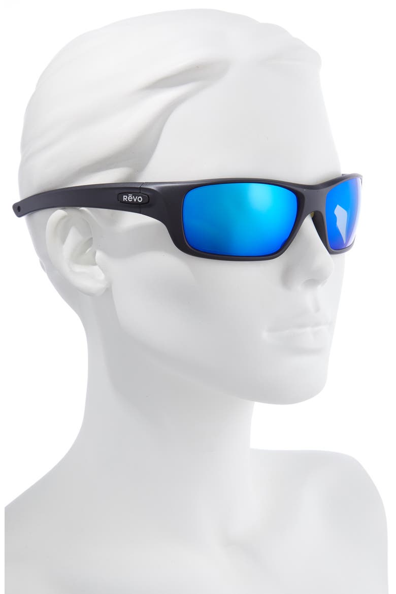 Jasper 61mm Rectangular Polarized Sunglasses, Alternate, color, MATTE BLACK/ H2O BLUE