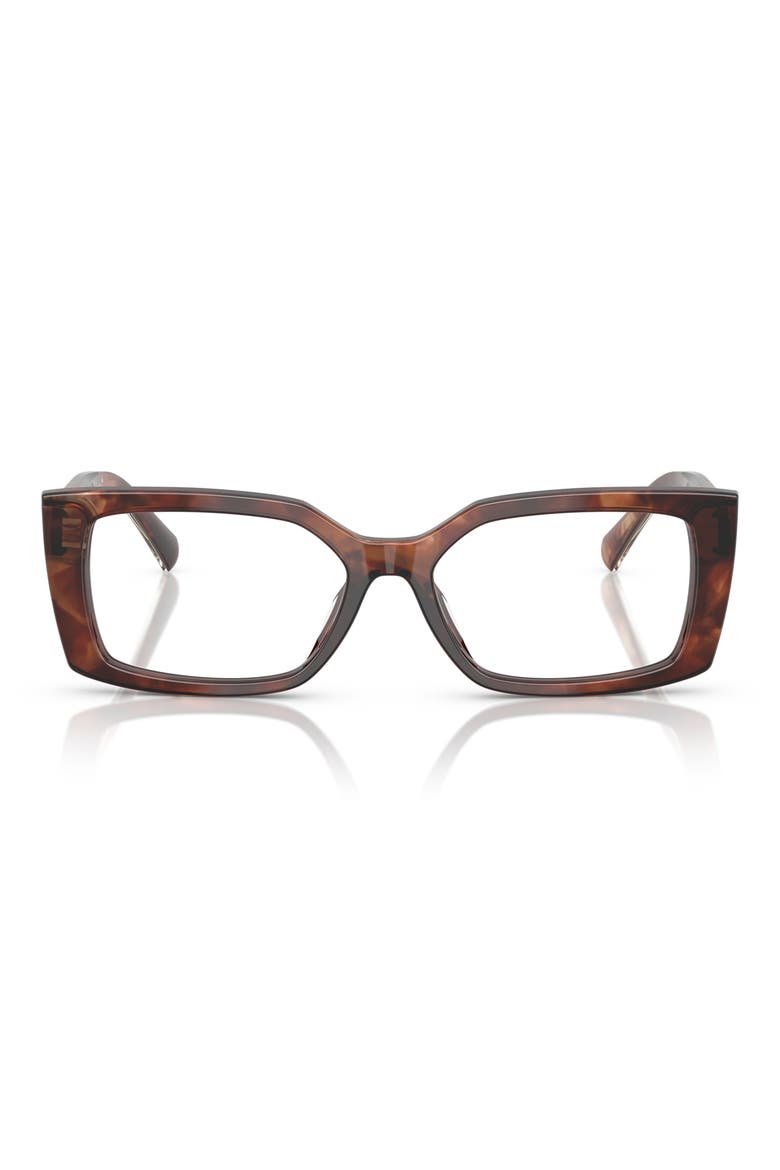 52mm Rectangular Optical Glasses, Main, color, SPOTTED BROWN/ DEMO LENS