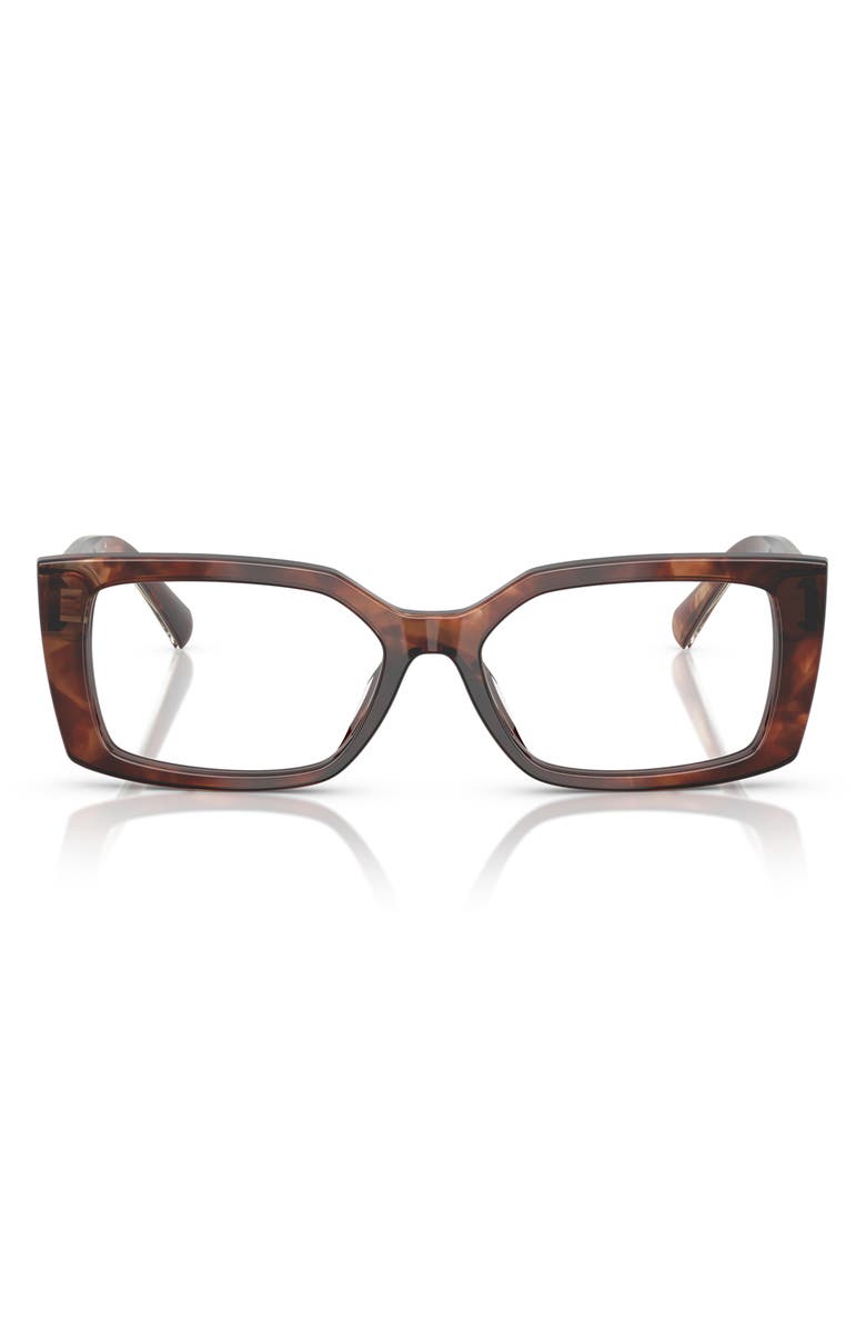 Tiffany & Co. 52mm Rectangular Optical Glasses, Main, color, Spotted Brown/ Demo Lens