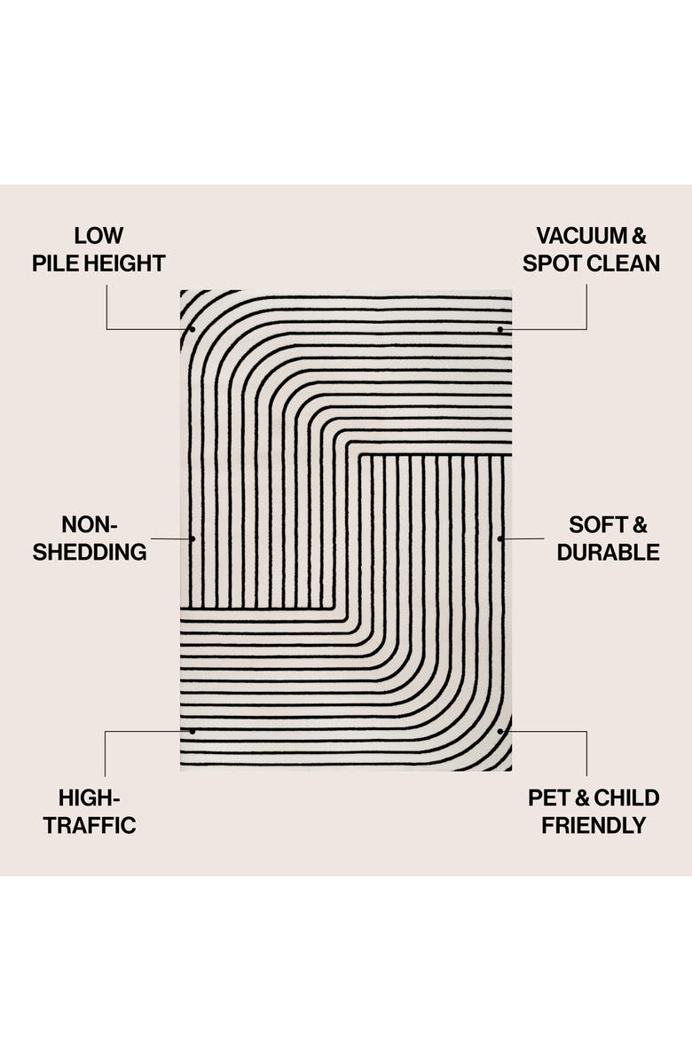 JONATHAN Y Odense High-Low Minimalist Angle Geometric Indoor/Outdoor Area Rug, Alternate, color, Black/White