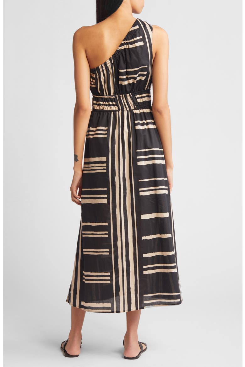 Selani Stripe One-Shoulder Cotton Midi Dress, Alternate, color, ISLAND STRIPE