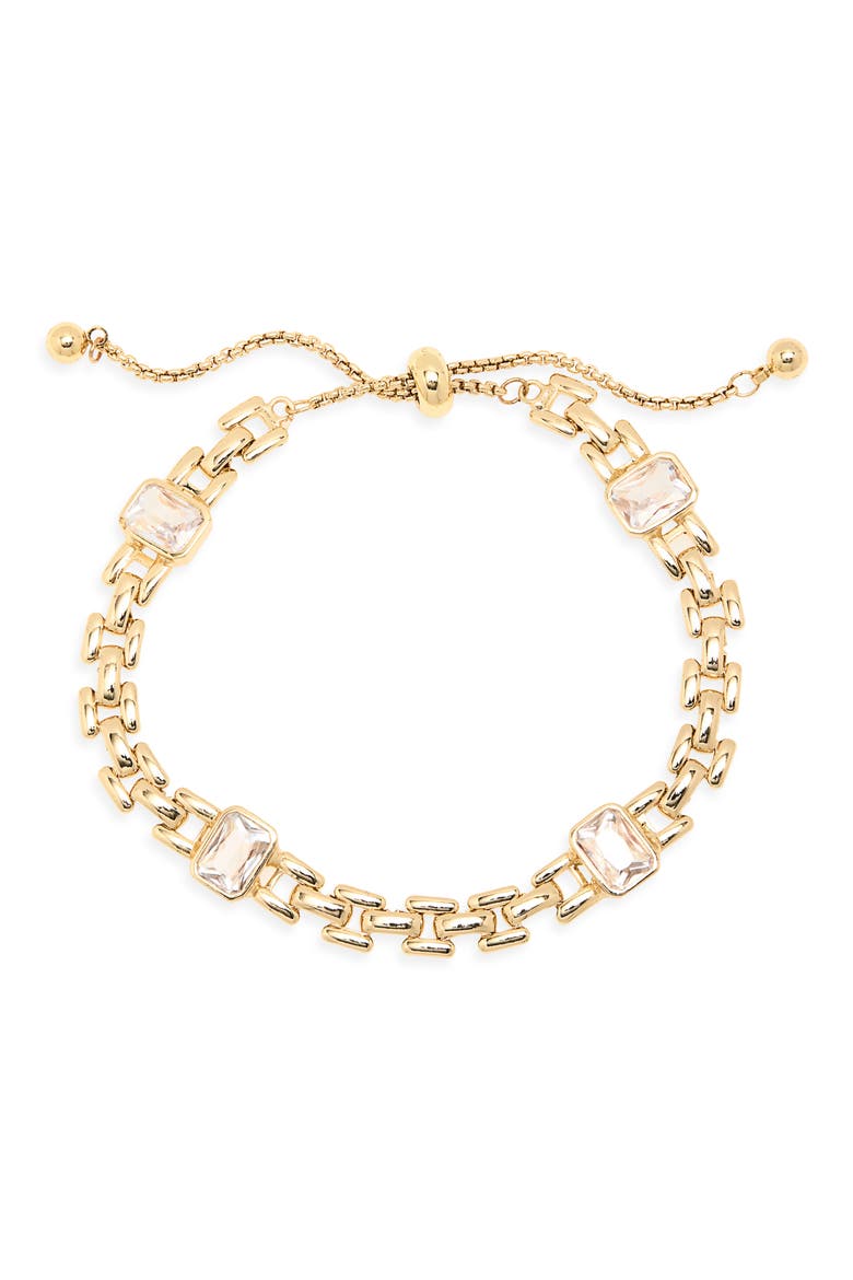 Crystal Slider Chain Bracelet, Main, color, CLEAR- GOLD