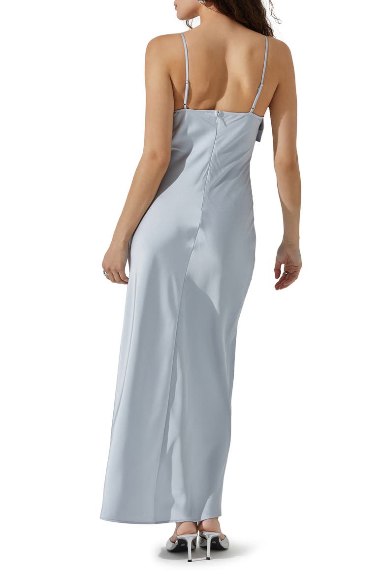 Bow Sleeveless Satin Maxi Dress, Alternate, color, ICE BLUE