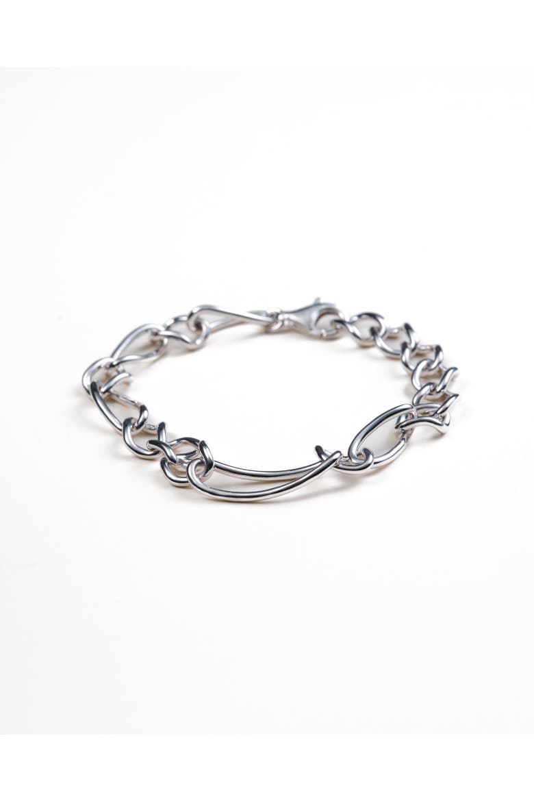 Ziggy Curved Link Bracelet, Main, color, Recycled Sterling Silver
