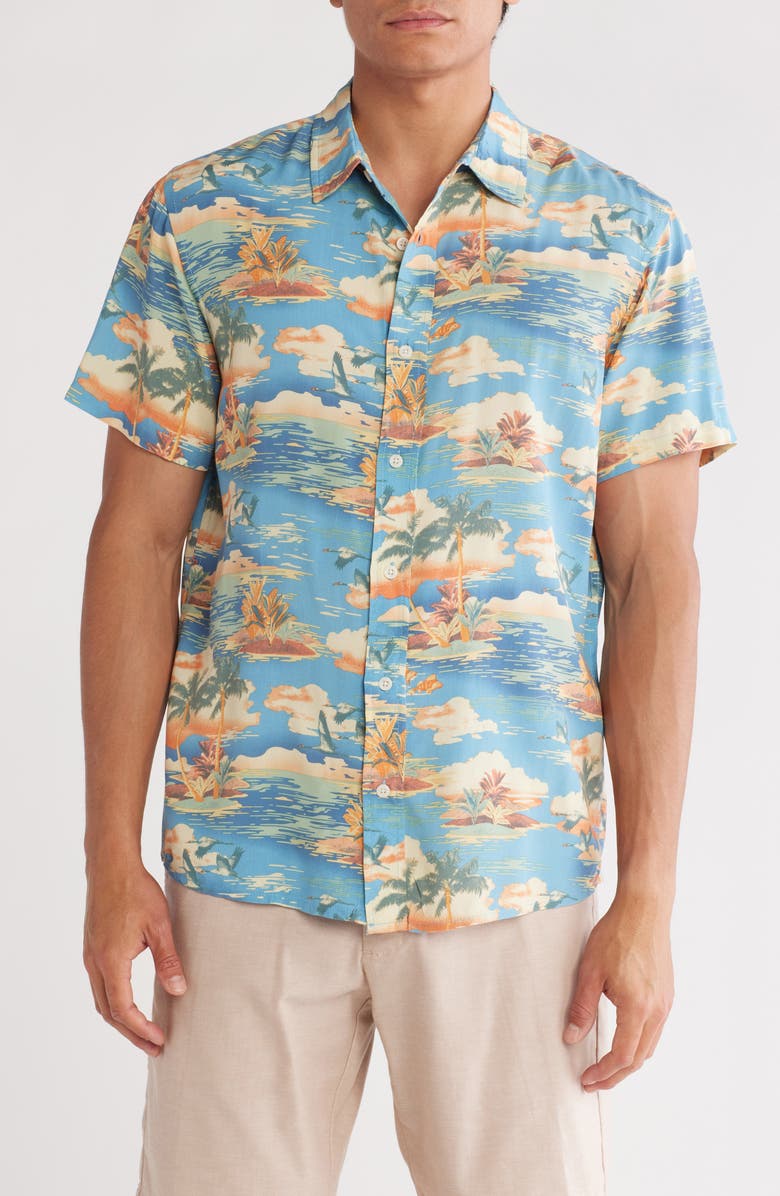 Slate & Stone Print Short Sleeve Button-Up Shirt, Main, color, 