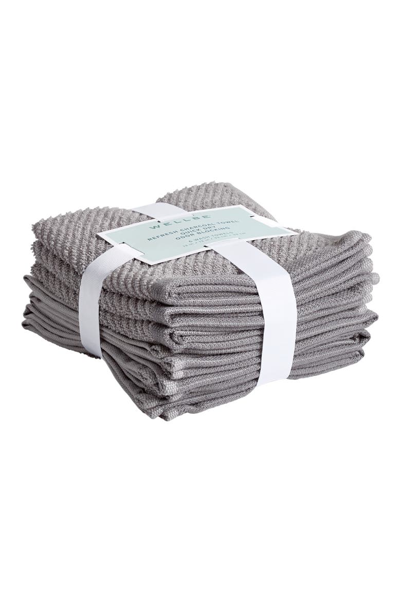 Refresh Charcoal 6-Pack Washcloths, Alternate, color, GREY