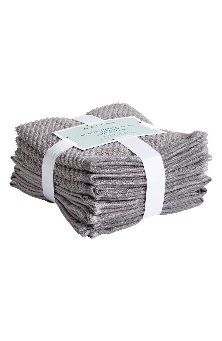WellBe Refresh Charcoal 6-Pack Washcloths, Alternate, color, 