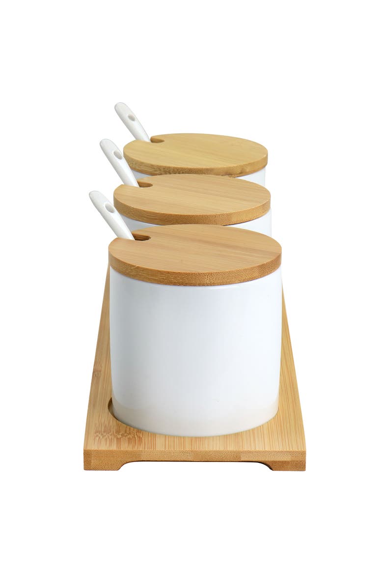 Gracious Dining 10 Piece Fine Ceramic Condiment Jars Serving Set, Alternate, color, White