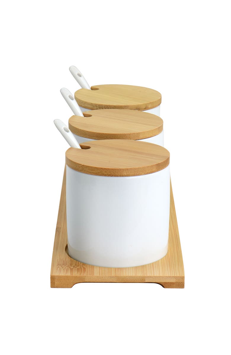 Gibson Elite Gracious Dining 10 Piece Fine Ceramic Condiment Jars Serving Set, Alternate, color, White